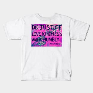 Do Justice Love Kindness Walk Humbly (Purple) Kids T-Shirt